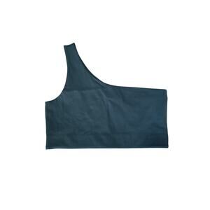 Girlfriend Collective Bianca Green One Shoulder Sports Bra Size L Activewear